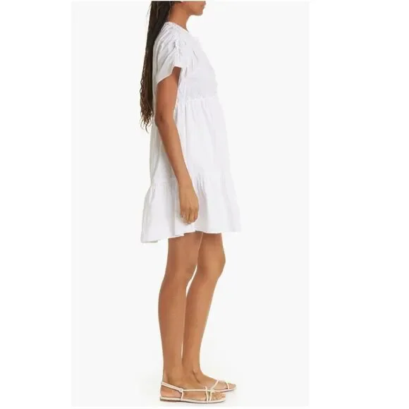 Tanya Taylor Amaria Ruffle Poplin A-Line Dress, New, Size XL